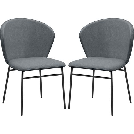 Lot de 2 chaises salle à manger tissu lin acier gris (1/5)