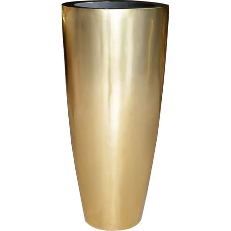 Pot de Fleurs Kentucky Gold en Fiberstone Cache-Pot Artisanal Léger et Étanche Coloris Or - PANGIVO