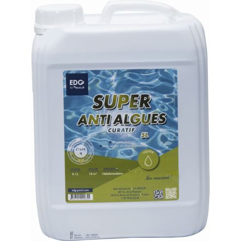 Aqualux – Anti-algues curatif 5L – Traitement liquide sans sels métalliques – Action curative contre algues – Compatible chlore
