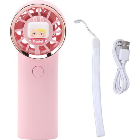 Ventilateur de poche rechargeable USB, mini ventilateur portable pour école, shopping, sport et activités en plein air, rose (1/5)