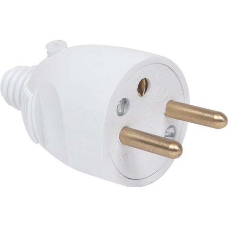 DEBFLEX - FICHE MALE 2P+T 16A DROITE A COIFFE BLANC - 713220