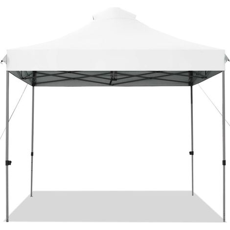 3x3m Tonnelle Pliante Barnum Pop-Up Réception et Fêtes 3 Hauteurs Réglables Toile 300D avec Sac à Roulettes Blanc (1/4)