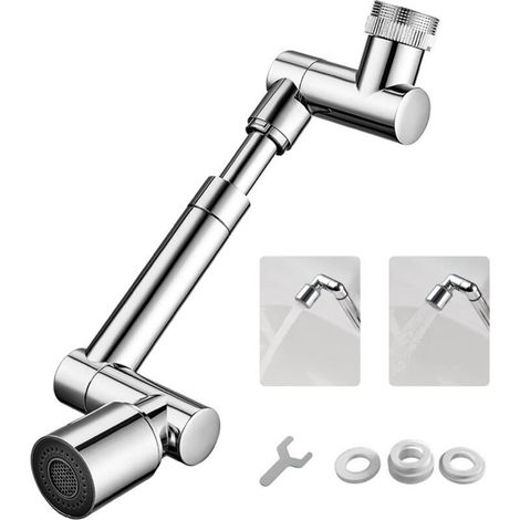 Adaptateur robinet 1440° - 2 jets réglables , économie d'eau , cuisine & salle de bains (1/4)