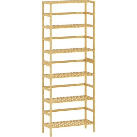 Estantería de bambú de 6 niveles con baldas regulables, 60 x 26 x 161 cm, color natural (1/5)
