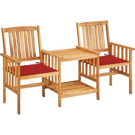 Chaises/Fauteuils de jardin avec table à thé et coussins Acacia solide -TF90246 (1/5)