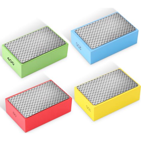 Tampon De Ponçage Diamanté - Pour Finition Carrelage Et Polissage Verre - Base Flexible En Mousse - Grain 50 À 3000 - Lot De 4 (1/5)