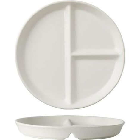 1 Assiette, Porcelaine, 3 Compartiments, Contrôle Portions, Lavable, Adulte (1/5)