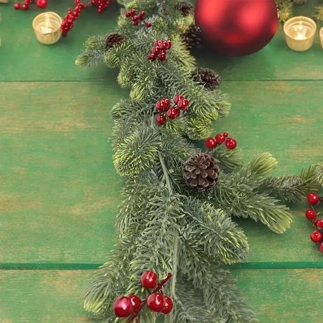 Guirlande En Rotin - Décoration Murale Et Porte De Noël - 185 Cm - Vert - En Plastique (1/5)