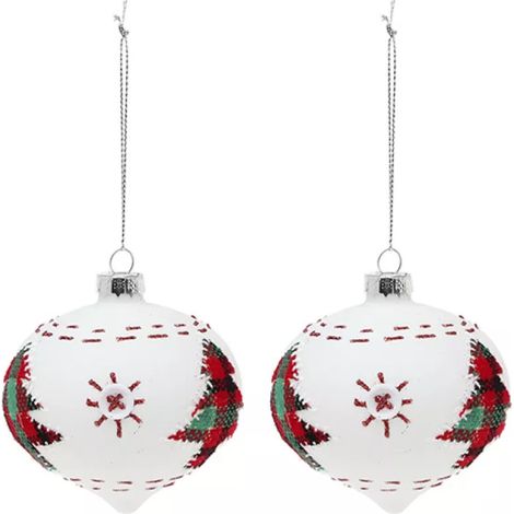 Palle di Natale 45200 8 cm (2 uds) Bianco (1/2)