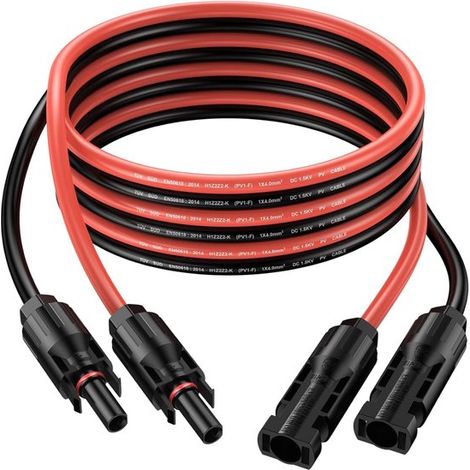 m langes, zweiadriges Verlängerungskabel (4 mm²/12 AWG) für Photovoltaik Solarmodule wasserdicht (IP68) mit weiblichen und männlichen Steckverbin (1/5)