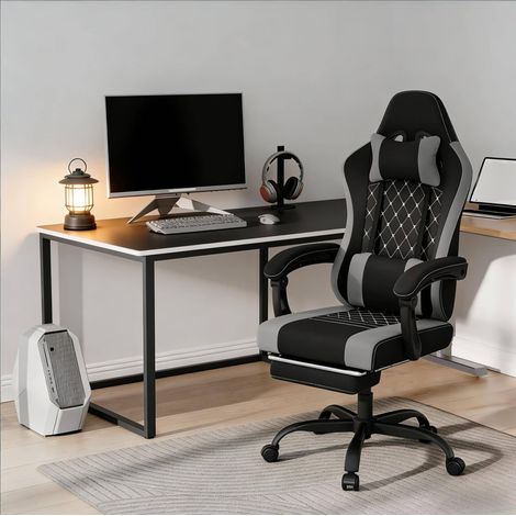 Sedia ufficio ergonomica massaggio con poggiapiedi OKMYHOME (1/5)