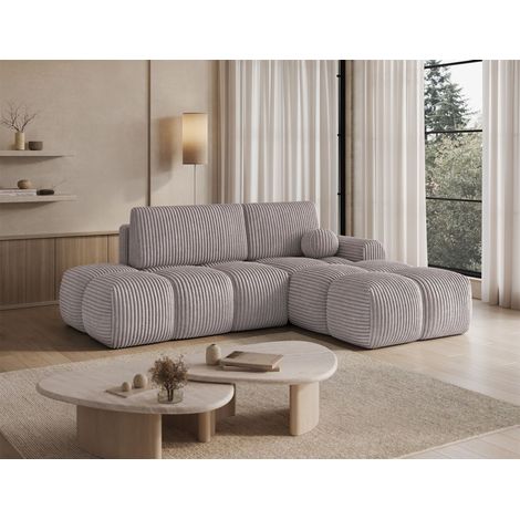 Ecksofa mit Schlaffunktion Sofa PLAY Stoff Tilia Silbergrau Ottomane Rechts (1/5)