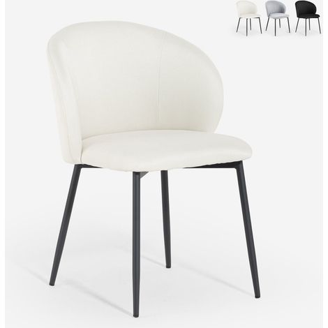 Chaise moderne pour salle à manger et cuisine en tissu design Kadim - Blanc