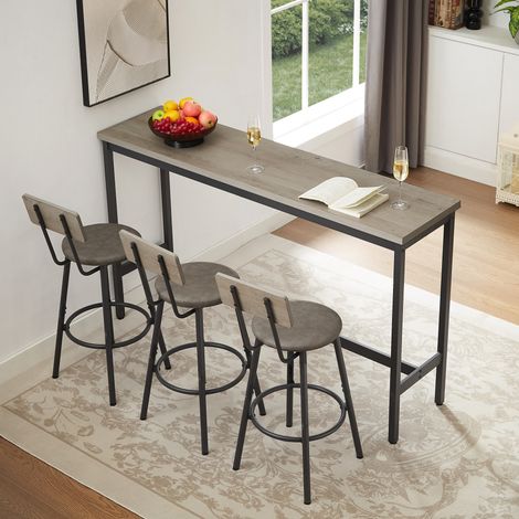 MEUBLIV Tavolo alto 160x40 cm grigio – 3 sgabelli, stile industriale per cucina (1/5)