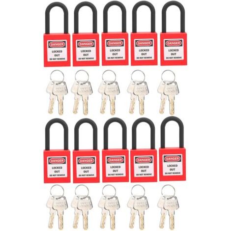 10 Ensembles 38mm Lockout Lock Antipoussière Nylon Ingénierie Industrielle Isolation Sécurité Outil pour Usines Rouge (1/5)