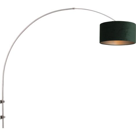 Sienna Sparkled Light Lampada da Parete con Paralume in Acciaio Spazzolato, Verde Velluto (1/4)