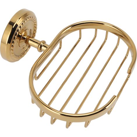 Seifenschale aus Metall im Antikstil zur Wandmontage, Seifenkorb fürs Badezimmer, gedrehter goldener Seifenhalter (1/5)