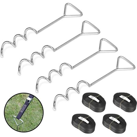 Set di ancoraggio a terra, set di ancoraggio di sicurezza per trampolini, argento (1/5)