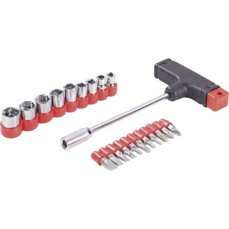 – Porte-embouts à poignée en T 21 pces – Entraînement 6,3 mm (1/4') – 11 embouts cruciformes PH 1/2/3 – Embouts fente 3/4/5/6 mm - C56050 (1/2)