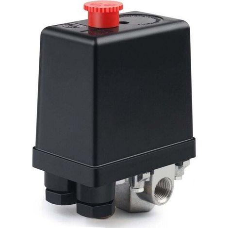 Régulateur de Pression D'air 220V Soupape de Compresseur D'air 4 Trous Commutateur de Compresseur D'air pour Une Réduction Rapide de la Pression (1/4)