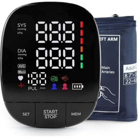QORVA-Tensiomètre électronique au bras, affiche la fréquence cardiaque, facile à utiliser avec une seule touche, double mémoire utilisateur, enregistre 2 x 120 lectures, léger, très portable XXW