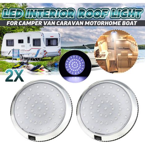 12-V-LED-Innenbeleuchtung für Wohnmobile, Camper, Boote – Ein-/Ausschalter, Kaltweiß, Chrom-Finish