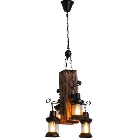 Suspension, Style Vintage, Design à 4 Lumières, changeable, noir, noir (1/5)
