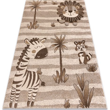 KIDDO carpet 3869 beige / cream, safari animals for children, sensory  beige 200x290 cm (1/5)