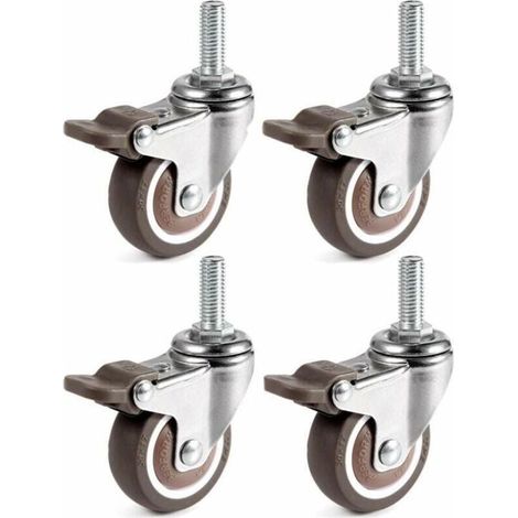 4 Stück Lenkrollen, 25 mm M6 x 15 mm Stangen-Möbelrollen für Transportwagen (1/4)