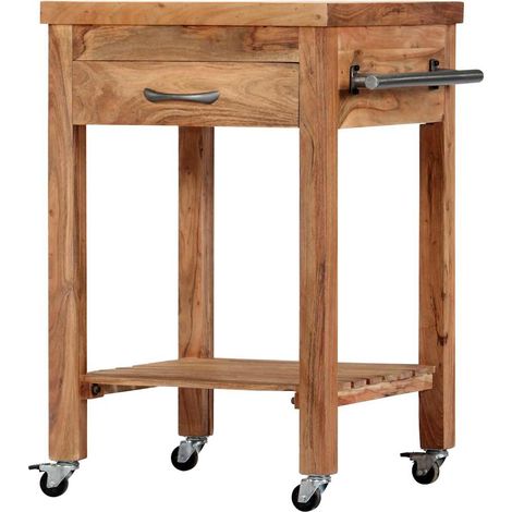 vidaXL Chariot de cuisine 58x58x89 cm Bois d'acacia massif (1/5)