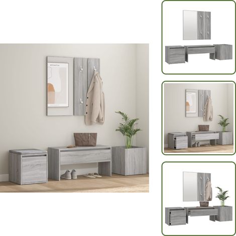 Ensemble de meubles de couloir Sonoma gris Bois d'ingénierie - Banc Entrée - Meuble Couloir - Rangement Hall - Mobilier Salon - Meuble Déco (1/5)
