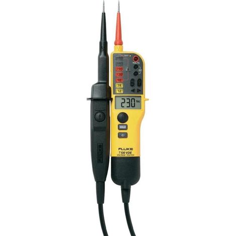 Fluke T130 Tester de tensión amarillo con pantalla LCD