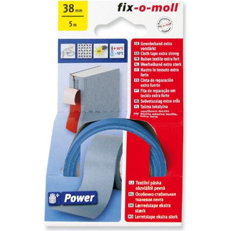 FIX-0-MOLL - 5mt x 38mm - NASTRO ADESIVOTELATO EXTRA FORTE PER RIPARAZIONI - COLORE BLU