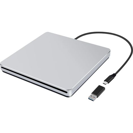 Lecteur CD Externe pour PC, Slot-dans Lecteur DVD Externe pour PC, USB C Portable Graveur DVD Lecteur CD pour MacBook Windows (1/5)