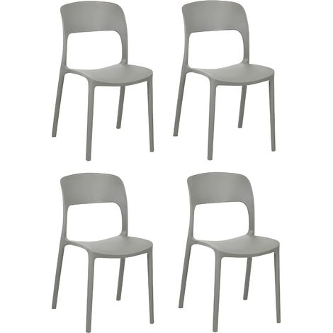 Set 4 Sedie Impilabili in polipropilene 83x56x46 cm Colore GRIGIO CHIARO Design Moderno VALENTINA Colore Grigio