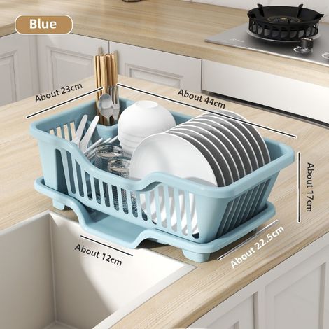 Geschirrabtropfgestell, Geschirraufbewahrungskorb, Spülbeckenabtropfgestell, Aufbewahrungsbox für Wasserfilter (blau [dick], kleine Größe)