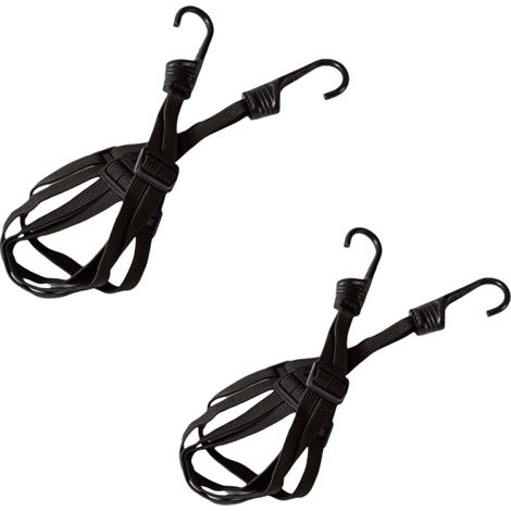 Lot de 2 sangles à bagages, double crochet, tendeur réglable, élastique plat, accessoire vélo et moto (1/5)