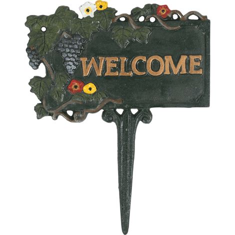 Panneau de jardin en fonte - Bienvenue (1/2)