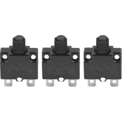 10 Stück automatische Rückstellrelais-Sicherung 15 A Thermoschalter-Leistungsschalter Überlastschutz wasserdicht 125–250 V AC 65 V DC (1/5)