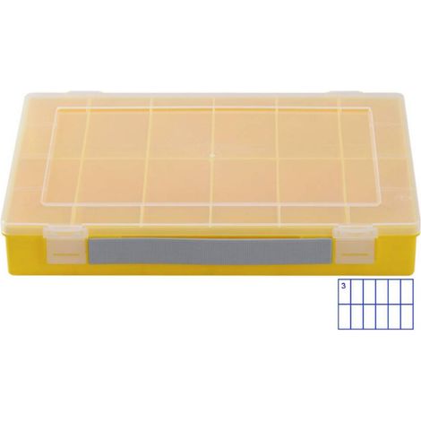 Vaschetta per minuteria 335x225x55 mm gialla polipropilene 12 scomparti Hünersdorff HÜNERSDORFF WE6048 12