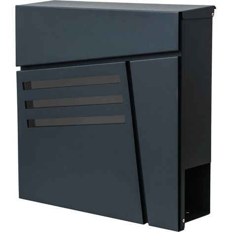 [NON UTILIZZATO] Cassetta portalettere a parete HHG-199 acciaio zincato 12x37x37cm antracite (1/5)