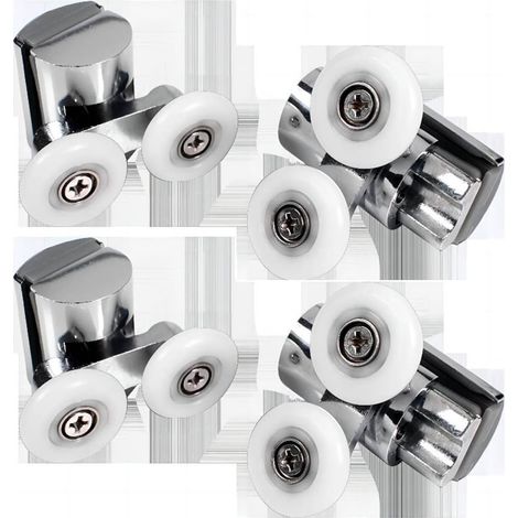 Filiyano-Lot de 4 roulettes pour porte de douche coulissante de 23 mm, roulettes de rechange, 2 roulettes doubles (haut/bas). (1/5)