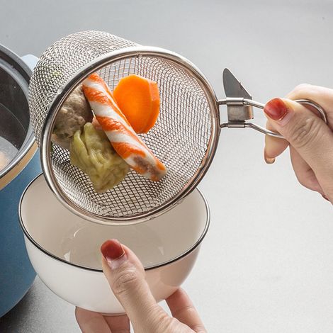 Panier à friture rond en acier inoxydable 304 avec poignée pour frites, rondelles d'oignon, poulet et pâtes (1/5)