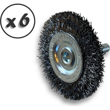 Brosse circulaire métallique sur tige Ø 50 mm Fil acier dur - Quantité x 6 - Ø 50 mm - Ep. 8 mm - Acier dur (1/5)