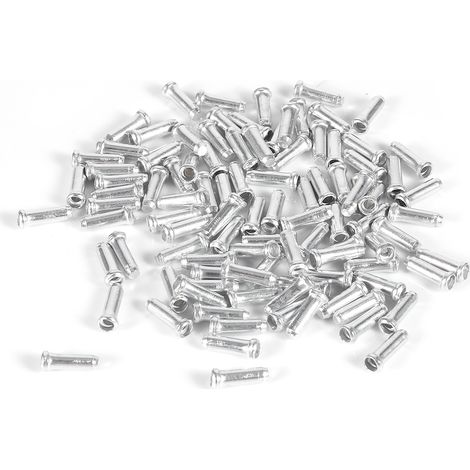 Convient pour 100 couvercles de levier de vitesse en alliage d'aluminium de 2,5 mm et embouts de câble de frein (argent). (1/5)