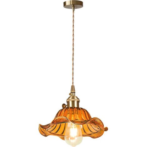 Plafonnier D'Intérieur Vintage Suspension Luminaire En Verre Lustre Rétro Suspension Moderne Marron (1/5)