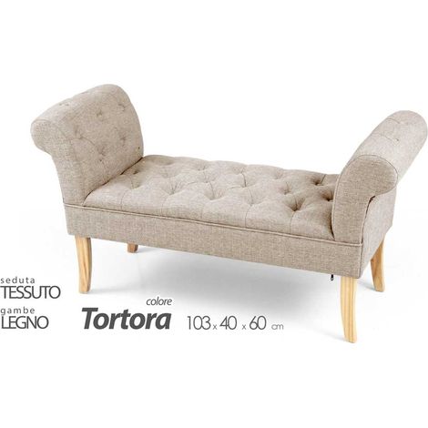Panca stile shabby tessuto scendiletto tortora cm 103 x 40 x 60 h (1/4)