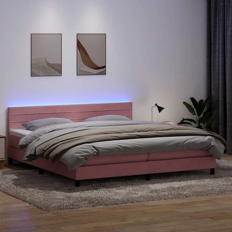 Boxspringbett mit Matratze & LED Rosa 180x210 cm Samt