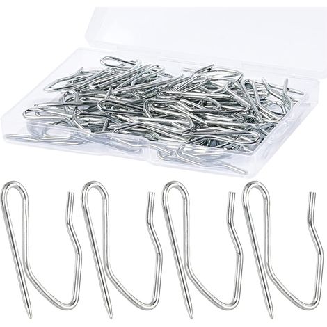 Crochets de rideaux en métal, lot de 58, 3 cm (1,2 pouce), en acier inoxydable, pour rideaux de fenêtre, de douche ou de porte, couleur argent. (1/5)