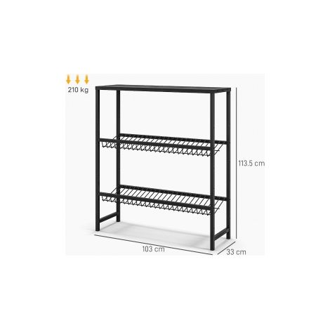 Étagère porte-caisses à boissons noire en acier pour 6 caisses, 3 niveaux réglables avec pieds antidérapants pour cave et garage (1/5)